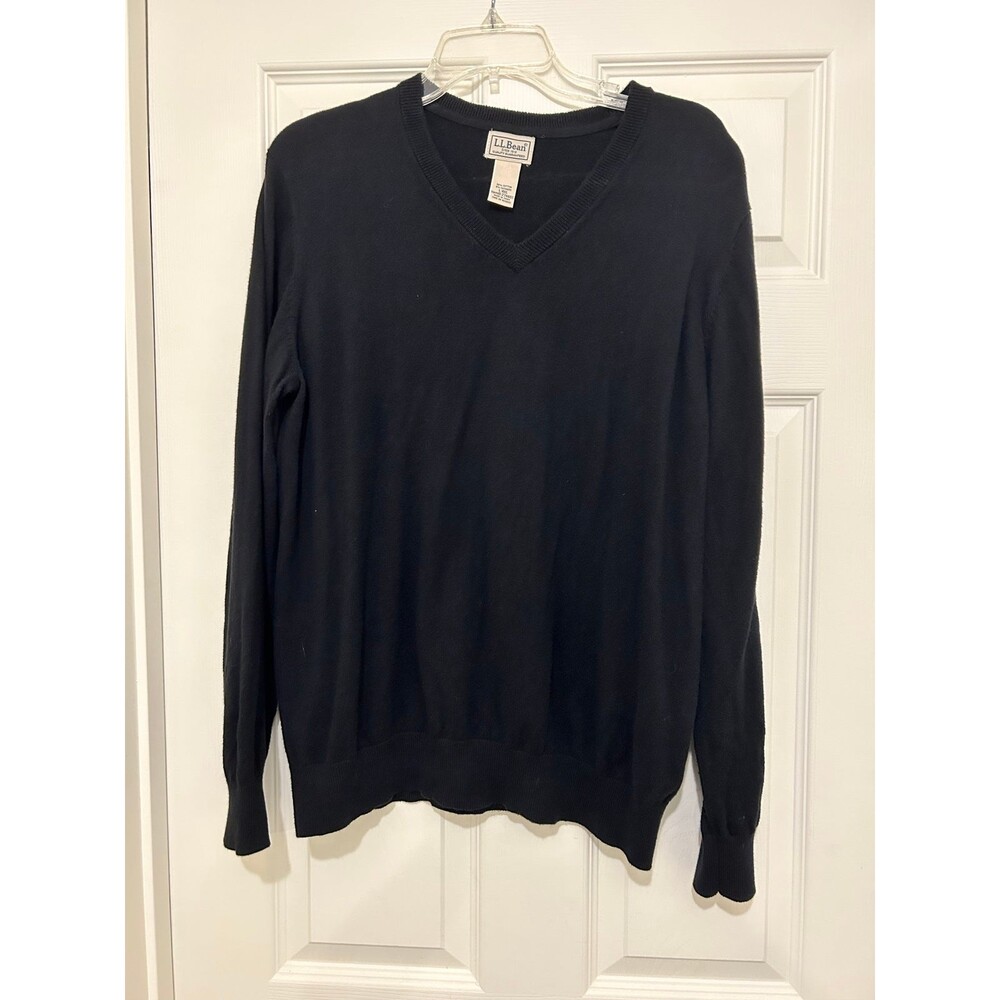 LL Bean mens Cotton Cashmere VNeck Sweater Size L